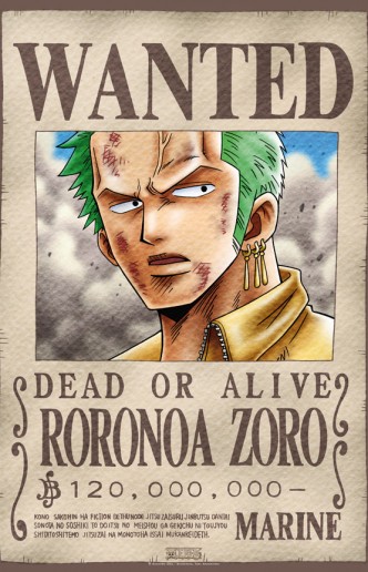  One Piece, Póster "Wanted Zoro" 98 x 68 cm