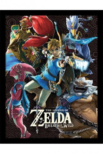 Legend of Zelda Breath of the Wild - Póster Enmarcado Divine Beasts Collage