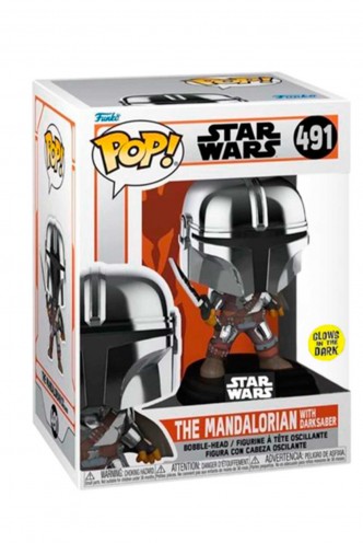 Pop! Star Wars: The Mandalorian - Mando w/ Dark Saber (GITD) Ex