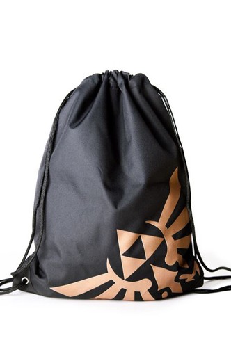 Black, Golden Zelda Logo Gym Bag