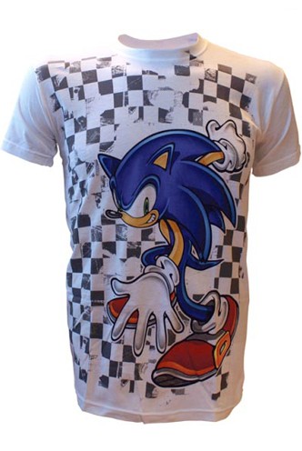 Sega White, Checkered Background Tee