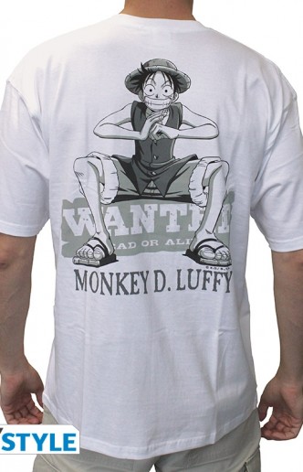 Camiseta - ONE PIECE "Luffy Wanted" Blanca