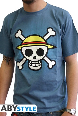 ONE PIECE T-shirt Skull with map blue