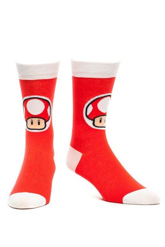 Nintendo -39/42- Crew Sock, Mushroom, Red