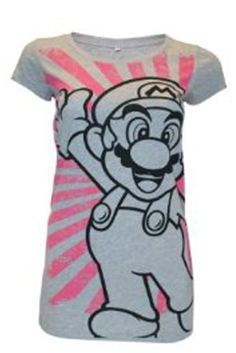 Super Mario Bros Girlie T-Shirt Pink Mario