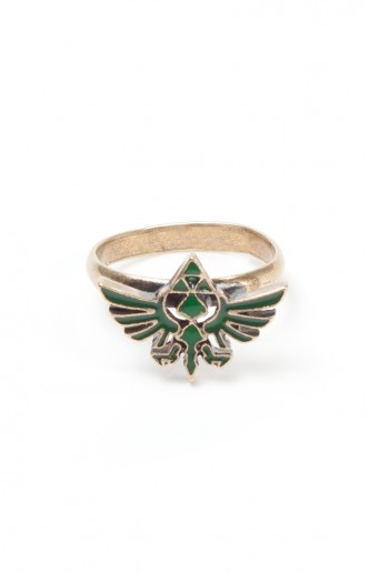 Zelda - Ring with green Triforce Logo