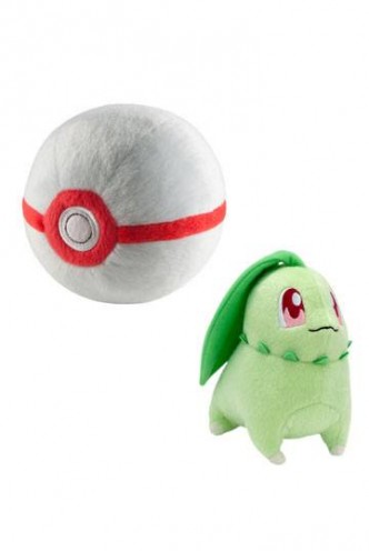 Pokemon - Plush Figure Chikorita with Premier Poke Ball