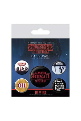 Stranger Things - Pack 5 Chapas Upside Down