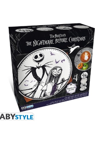 The Nightmare Before Christmas Set of 4 Plates Jack & Sally