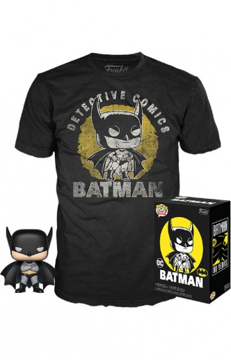 Camiseta Pop! Tees DC Comics Set de Minifigura y Camiseta Batman Sun Faded