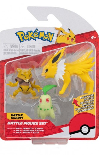 Pokemon - Pack 3 Figuras Battle Chikorita, Abra & Jolteon