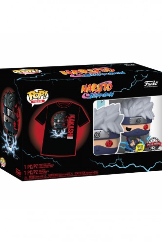 Camiseta Pop! Tees Naruto Kakashi Raikiri (GITD) Set de Minifigura y Camiseta Ex