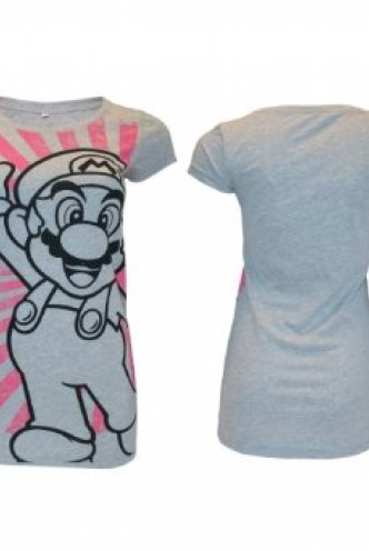 Camiseta - Super Mario Bros. "Rosa/Gris" Chica