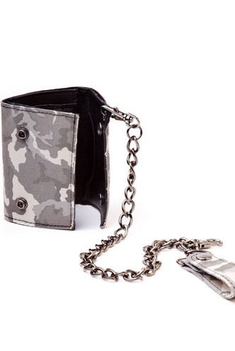 No Boundaries Men's Two Snap Chain Wallet Black 