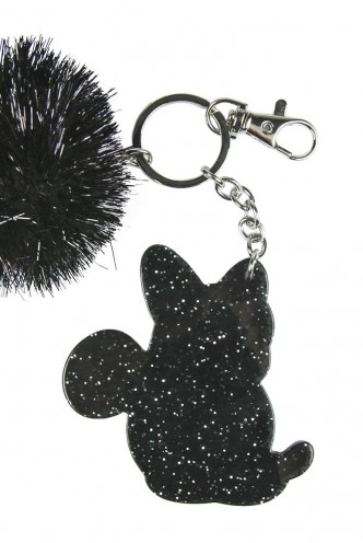 Disney Llavero Minnie Negro Pompom