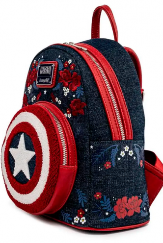 Loungefly - Marvel - Captain America 80th Anniversary Floral Sheild Mini Backpack