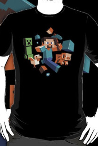 Minecraft Camiseta Run Away! Glow in the Dark