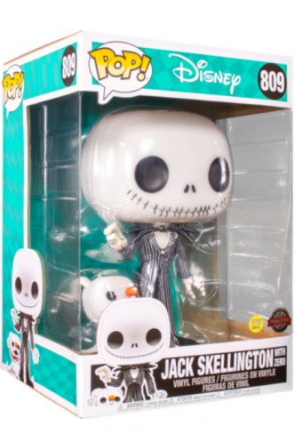 Pop! Disney: Nightmare Before Christmas - Jack w/Zero 10" (GITD) Ex