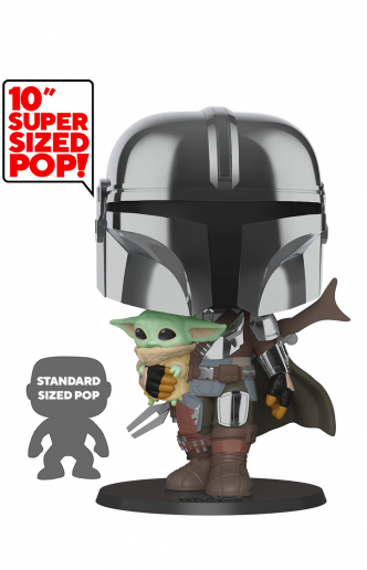 POP! Star Wars: Mandalorian -  Mandalorian Chrome w/ the Child 10"