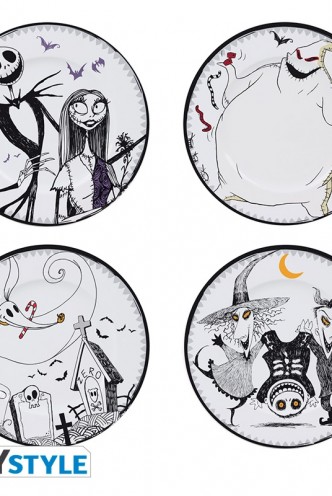 The Nightmare Before Christmas Set of 4 Plates Jack & Sally