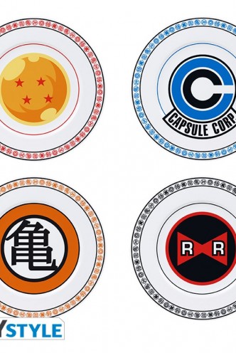 Dragon Ball Z Set of 4 Plates Emblems