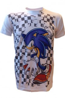 Sega White, Checkered Background Tee