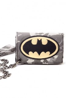 Batman - Grey, Trifold Chain Wallet W/ Logo