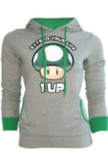 Sudadera -Nintendo - 1UP Gris "Chica"