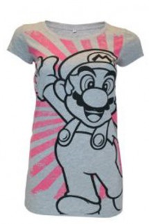 Super Mario Bros Girlie T-Shirt Pink Mario