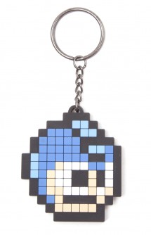 Megaman Pixel head rubber keychain