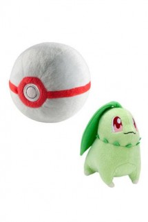 Pokemon - Peluche Chikorita con Premier Poke Ball