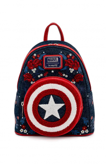 Loungefly - Marvel - Captain America 80th Anniversary Floral Sheild Mini Backpack